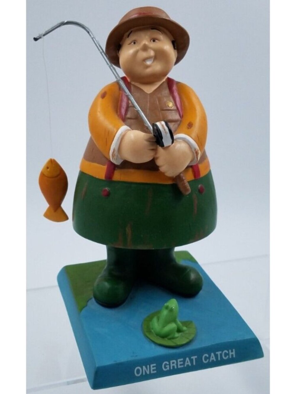 Bobble Guyz Hand Painted Fisherman "One Great Catch" 6" Bobble Head Figurine